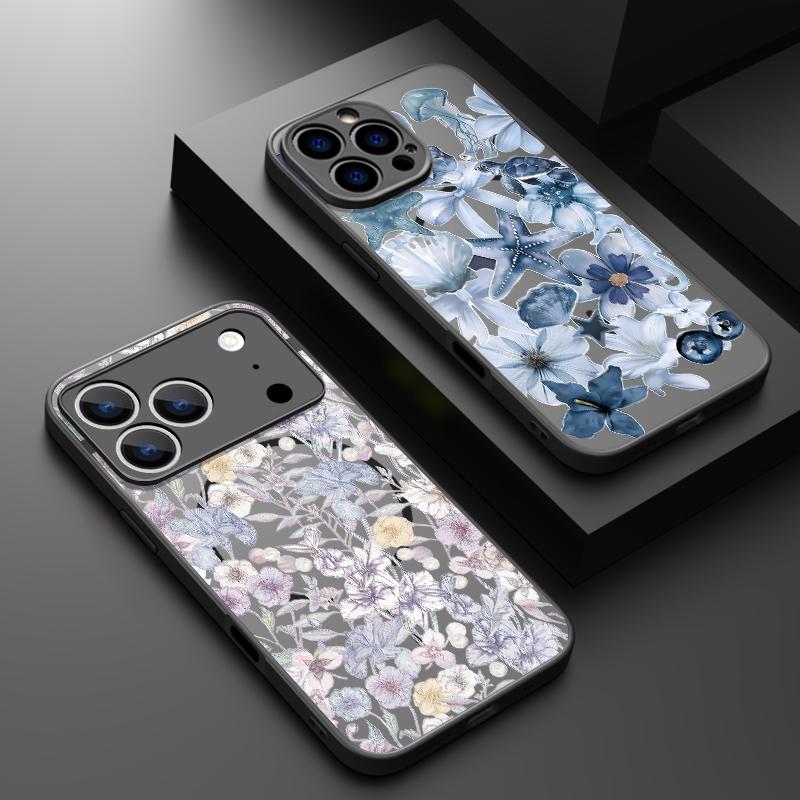 Vintage Floral Pattern Case For iPhone 17 Pro Max Magnetic For Magsafe Matte Cover For iPhone 16 Pro Max 15 14 13 16E Air