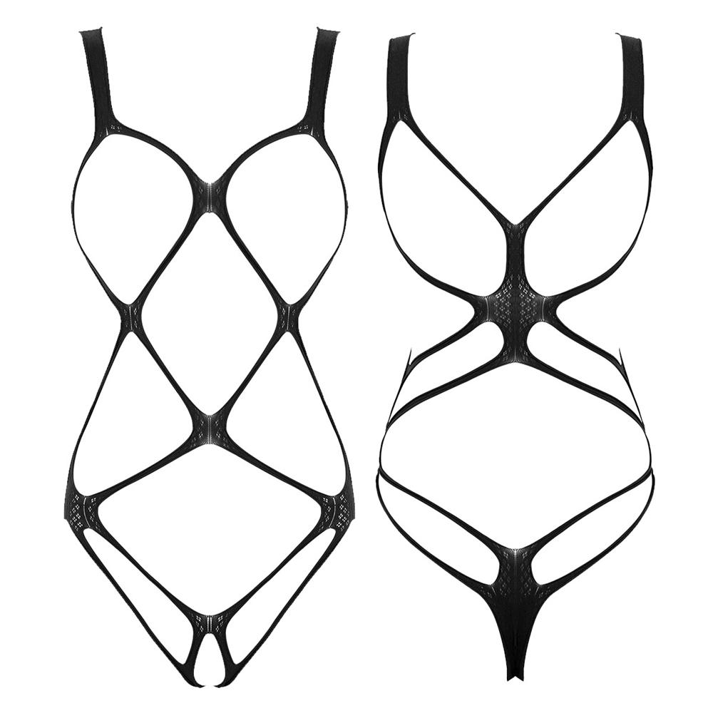 Sexy White Black Lingerie Body Stocking Open Crotch Fishnet Jumpsuit Women Crotchless Lenceria Femenina