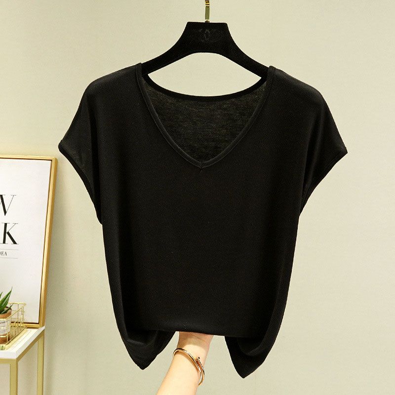 Ärmellose Dünne Übergröße Street Casual Tops T-Shirts Sommer Neu Einfarbig V-Ausschnitt Mode T-Shirts Vintage Harajuku Trend Damenbekleidung