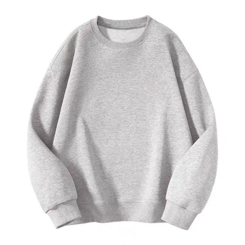 2025 New Round-Neck Sweatshirt for Men and Women, Autumn and Winter Pure White Trendy Brand Loose Fit Couple's Fleece-Lined Thickened Inner Layer Top