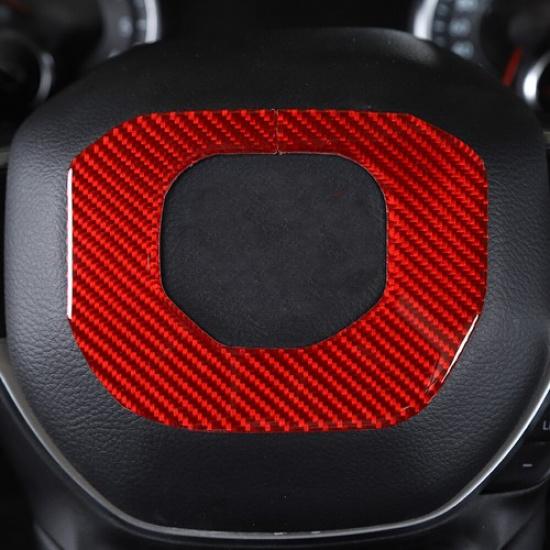 Steering Wheel Center Cover Trim Decor Ring for Dodge Ram 2018+ Red Carbon Fiber