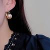 French retro diamond-encrusted pearl geometric earrings exaggerated fashion temperament stud earrings niche light luxury high-end trendy earrings