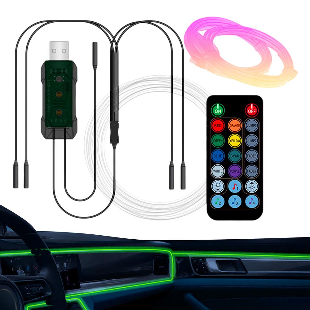 

Светодиодные лампы для салона автомобиля Светодиодные ленты для автомобилей Синхронизация с музыкой Комплект окружающего освещения автомобиля с дистанционным управлением для транспортного средства