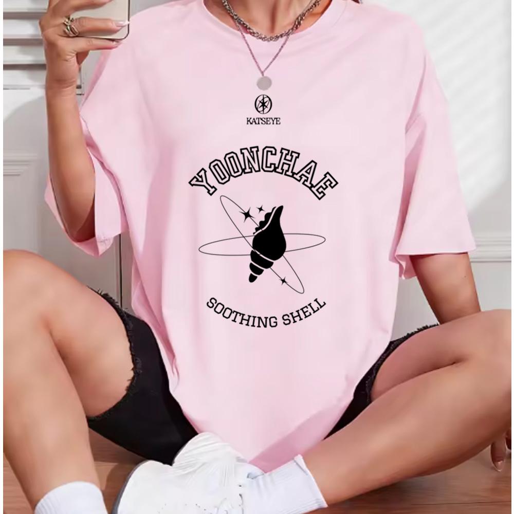 Katseye Beautiful Chaos Pink Gray T-shirts Kpop Tee Women and Unisex Oversized Tee Graphic Short Sleeve T-Shirt Unisex Tops