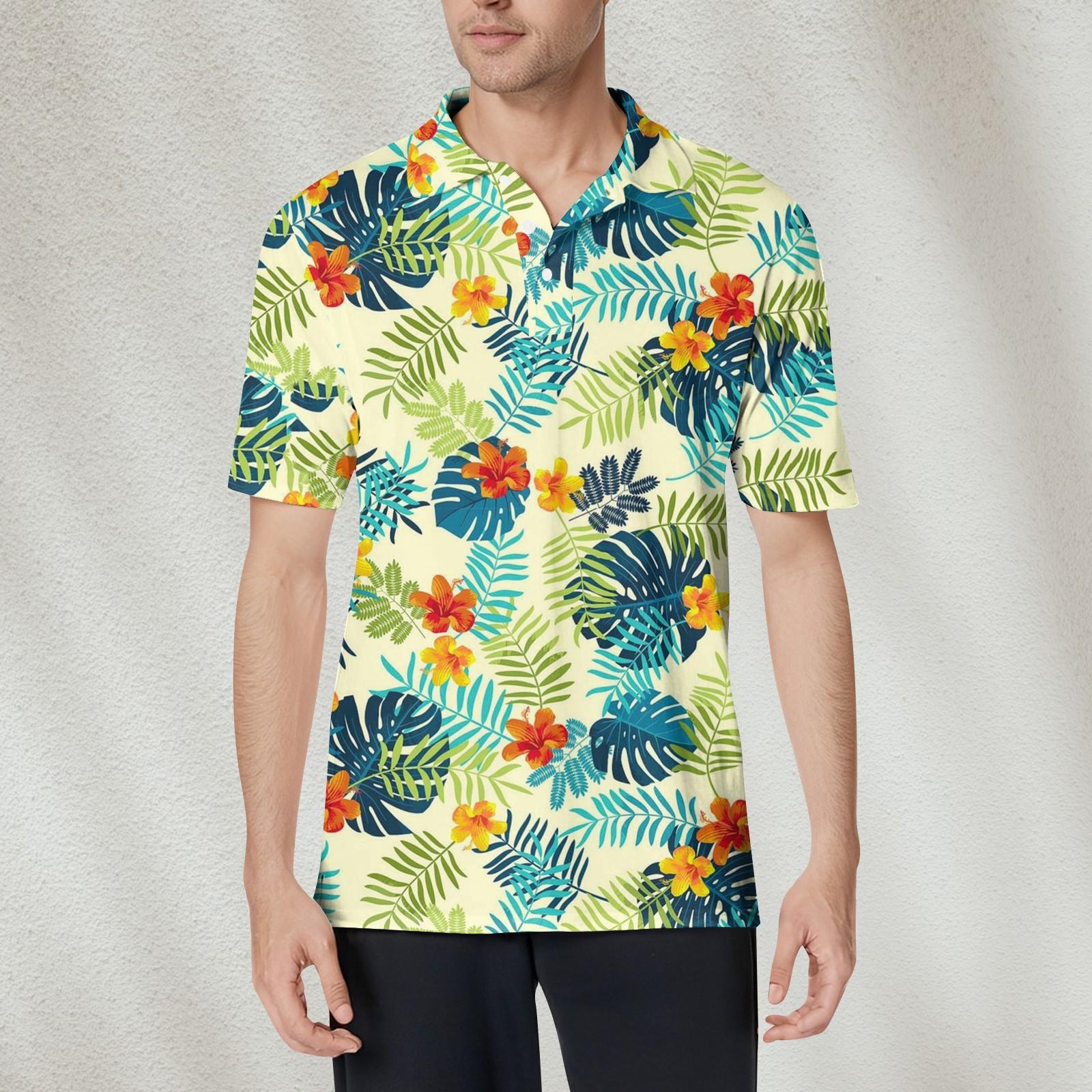 

Мужская модная рубашка с коротким рукавом из мягкого хлопкового воротника с принтом XL жёлтый