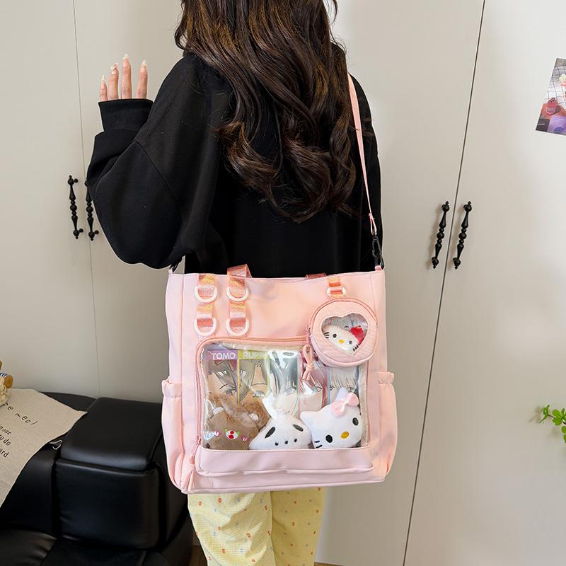 Large Capacity Clutter Bag Transparent Nylon Shoulder Bag Women's Tote Bag