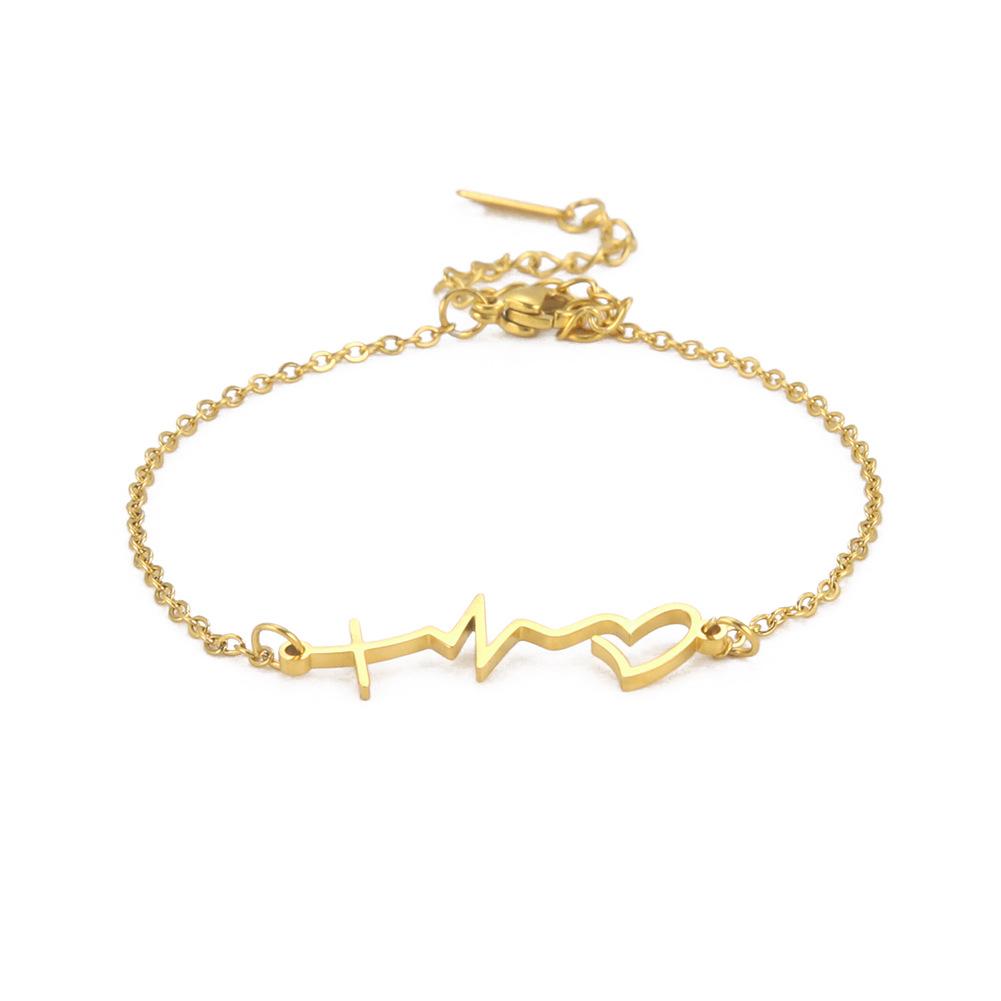 Bracciale con Ciondolo EKG Battito Cardiaco a Linea Semplice e Creativa per Donne Gioielli di Moda Versatili