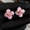 Orecchini a perno a fiore in smalto viola ad olio per donna eleganti fiori di gardenia in fiore orecchini festa di matrimonio gioielli dolci regalo