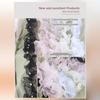 Wrinkled Organza Beaded Edge Lace 12cm Width Peach Color Pleated Lace Floral Design Fluffy Edge Ruffled Lace Floral Arrangement