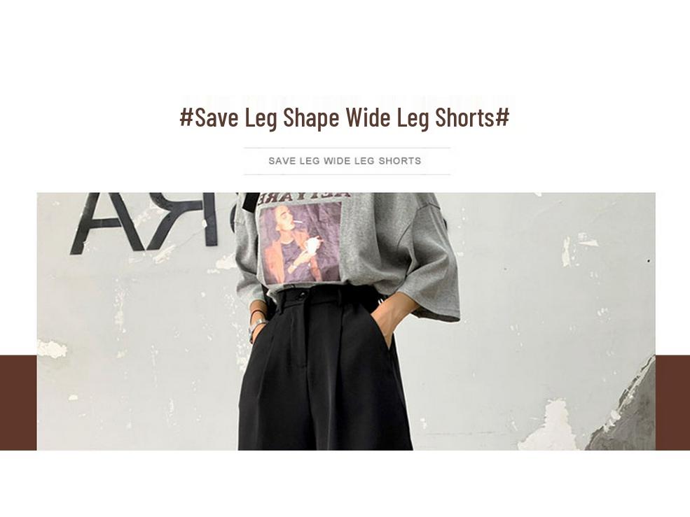 Damen Schwarze High Waist Locker Geschnittene Shorts im Koreanischen Stil mit Weitem Bein - Schlankmachende Frühling Freizeitkleidung