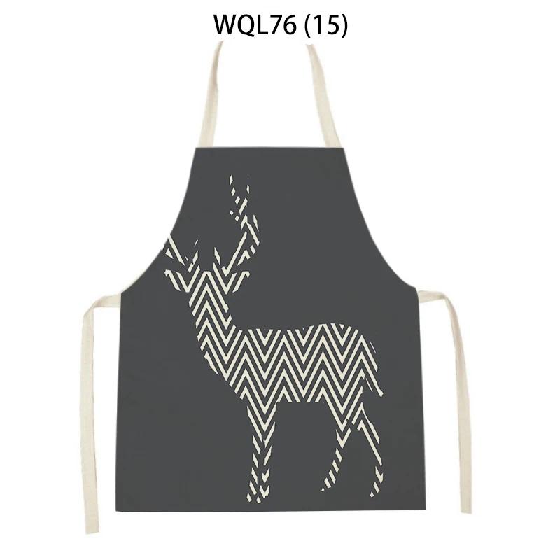 Kitchen Apron for Women Cartoon Animal Polar Bear Deer Printed Sleeveless Linen Aprons Home Cleaning Tools Cooking Baking Apron