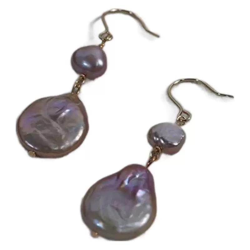 Натуральные ослепительные серьги с фиолетовым жемчугом, серьги-крючки, ручная работа, барочные клипсы, серьги, модные неровные серьги-пусеты с жемчугом в форме капли воды natural dazzling purple pearl