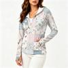 Women's Zip Up Hoodie Lightweight Long Sleeve Hooded Jacket with Pockets Floral Print Sun Protection Outerwear
