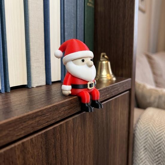 Christmas Fireplace Decor 3D Printed Santa Claus Figurine, Shelf Sitter Decoration, Durable Figurine Small Gnome Statue for Desktop Home Seasonal Gift