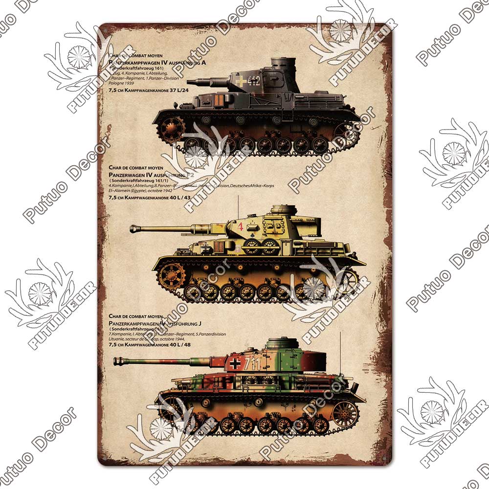 Putuo Decor Panzer Blechschild Metallschild Dekorative Vintage-Dekor Plakette Wanddeko Garage Man Cave Clubraum Zuhause