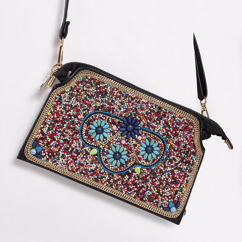 Bohemian Shell Shape Purse With Flower Embellishments For Daily Wear