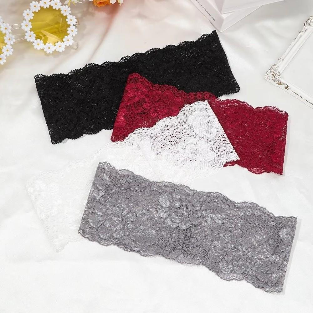 Wide Lace Floral Headbands Korean Mesh Elastic Hair Bands Hollow-Out Lightweight Headwrap  Headwear