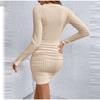 Women's Dresses Autumn Fitting Slim Plain Long Sleeve V-Neck Bodysuit Mini Casual Dresses Sexy Dress for Women