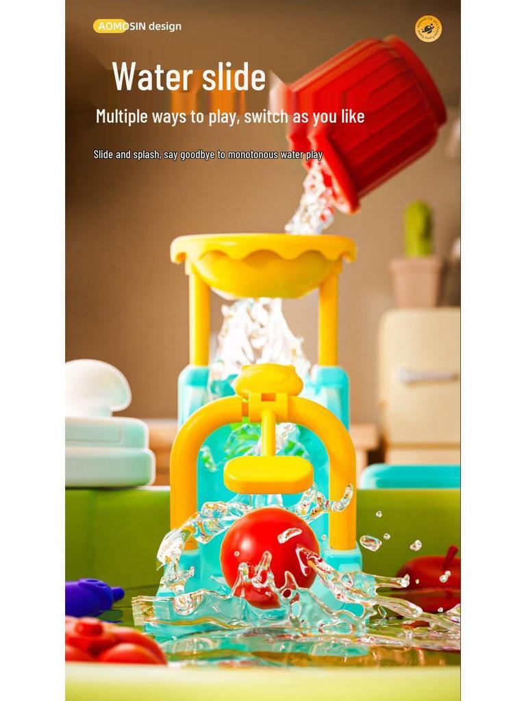 Montessori Kids' Dishwashing Sink Toy: Pretend Play Water Park with Circulating Faucet