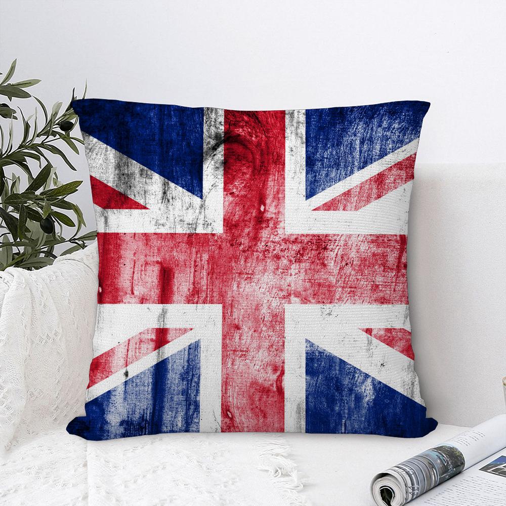 Union Jack Flag Pillow Case Plush Fabric Soft Pillowcase Double Sided Print Sofa Cushion Cover Throw Pillow Cover