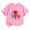 Kids Boys Girls 100% Cotton Crew Neck Short Sleeve T-Shirt, Cute Cartoon Troll Character Printed Casual Soft Lightweight Tee for Daily Wear Holiday Pa