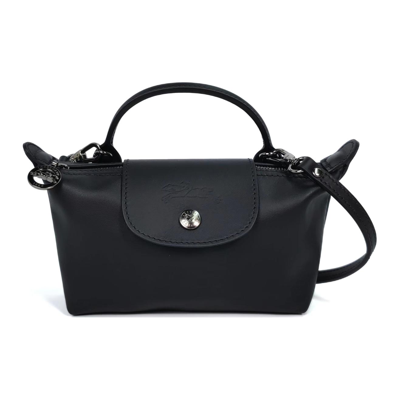 

Longchamp Le Pliage Xtra Тиснений логотип Знімний регульований ремінь через плече Шкіряна міні-сумка-кросбоді Жіночі сумки Чорний 34205987001 Basic Set (Bag+Dust Bag)