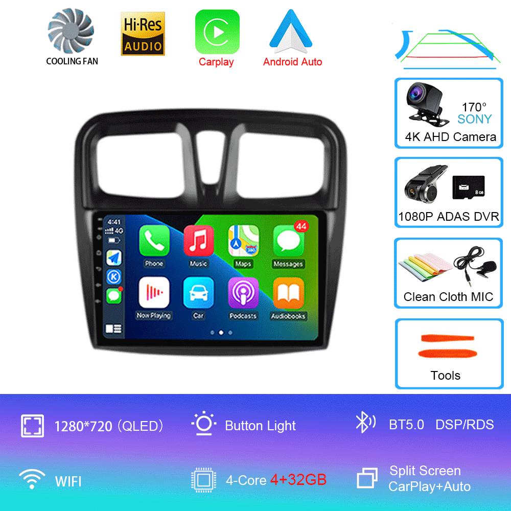 Car Radio Android 14 Carplay For Renault Logan 2 Sandero 2 2012 2013 - 2019 Navigation GPS Multimedia Player wifi+4G BT DSP 2DIN