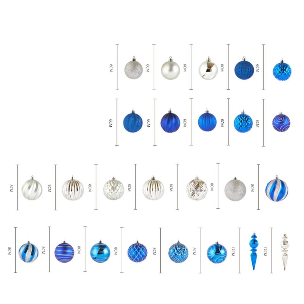 74 Pieces Blue and Silver Christmas Tree Ornaments Ornament Set with
