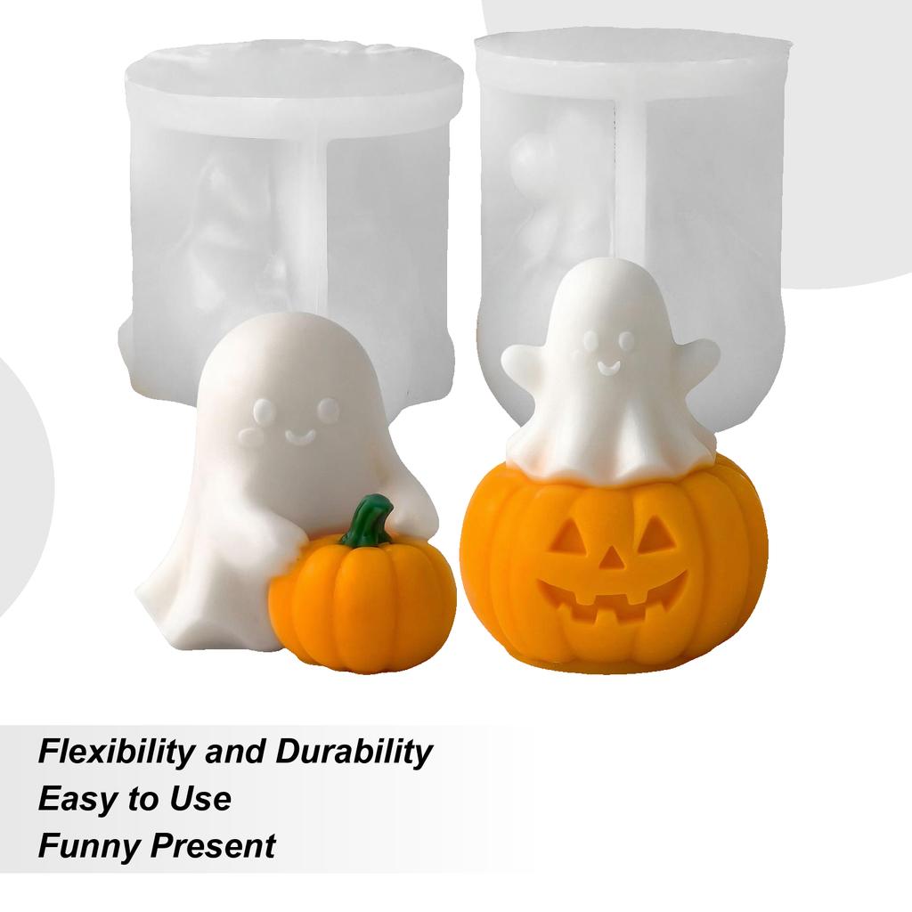 3D Halloween Ghost Standing Pumpkin Cement Casting Molds Silicone Dessert Cement Chocolate Soap Wax Candles Clay Resin Crafts