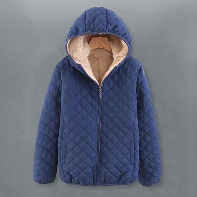 Women Hooded Cotton Jacket Autumn Winter Warm Solid Color Quilted Long Sleeves Zipper Pocket Casual Loose Fit Ladies Female Coat Outwear