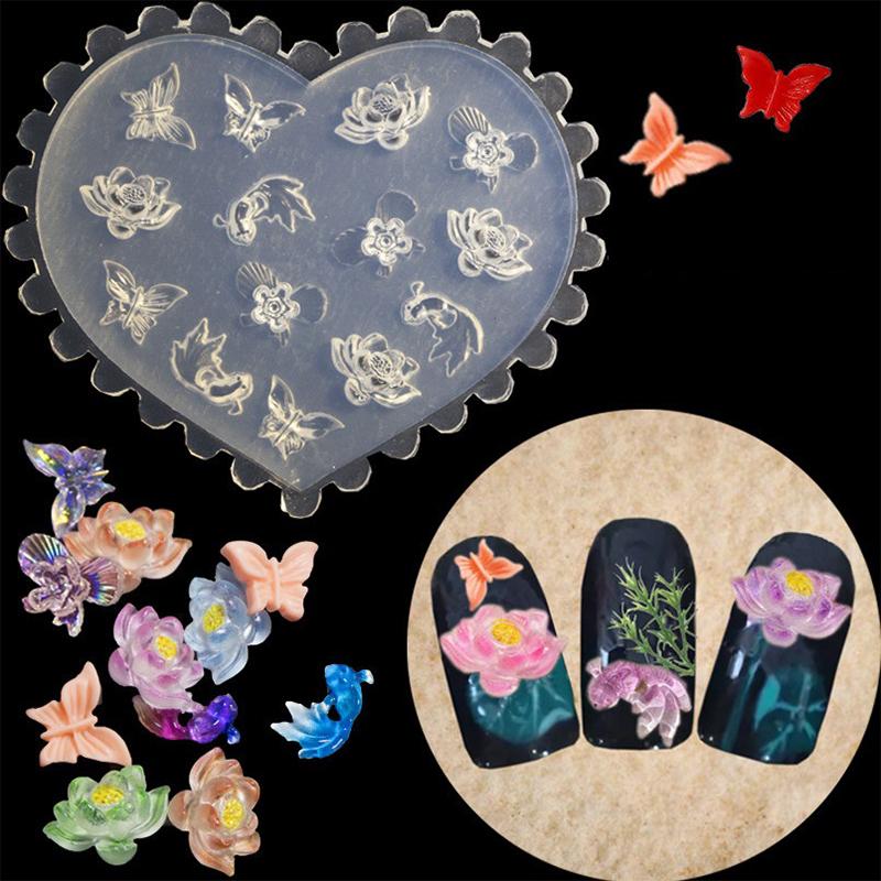 1Pcs 3D Bow Tie Nail Art Heart Shape Silicone Mold Star  Shape Mold Templates Gel Print Stencils Manicure Decoration