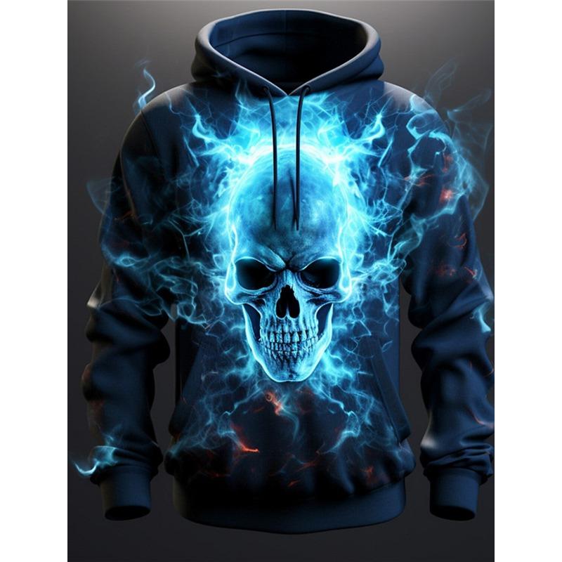 

Men autumn and winter hoodie werewolf print classic casual 3D large size pullover fashion hoodie thin style long sleeve hoodie 6XL