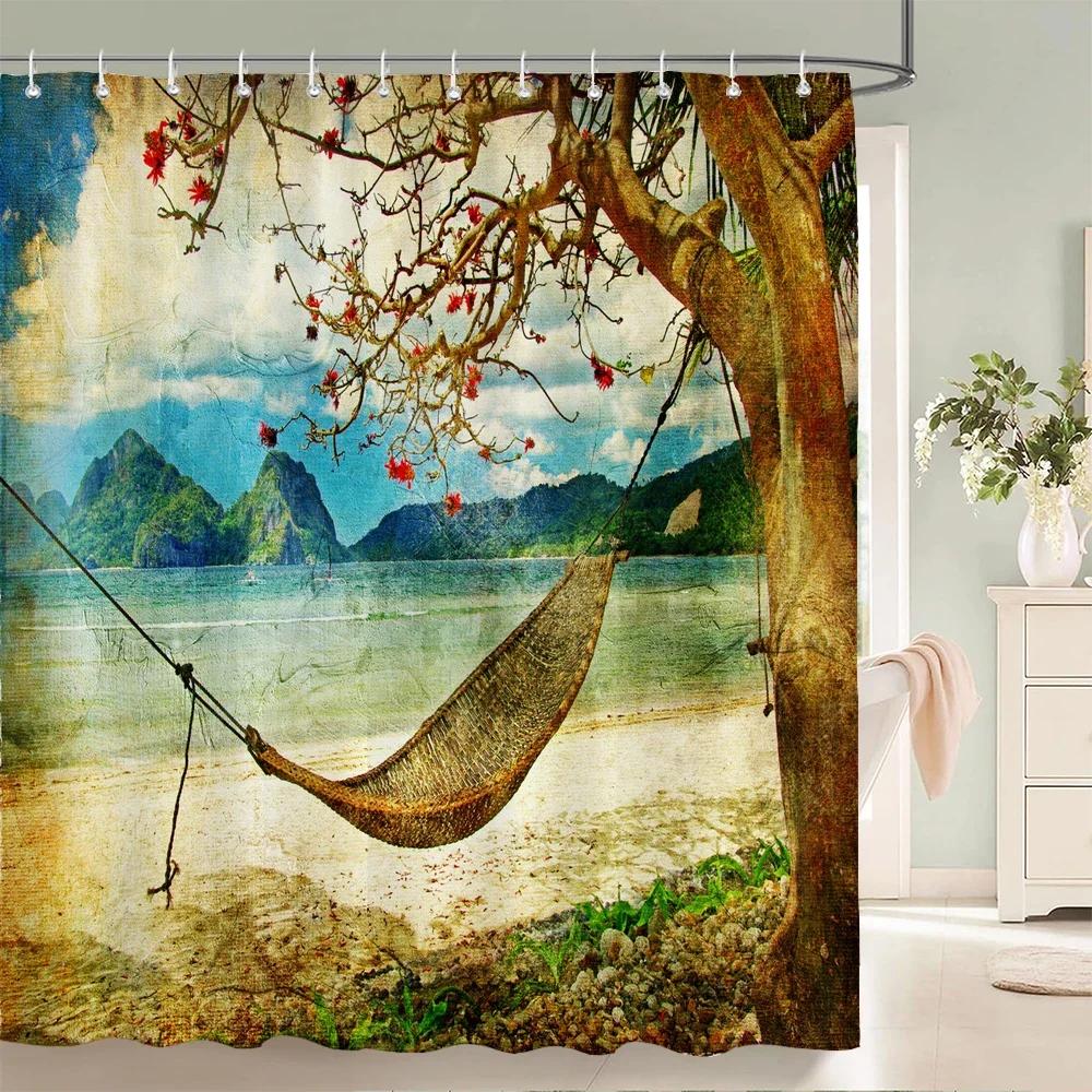 3D European-style Town Street Landscape Printing Bathroom Waterproof Shower Curtain Polyester Curtain Home Decoration Curtains