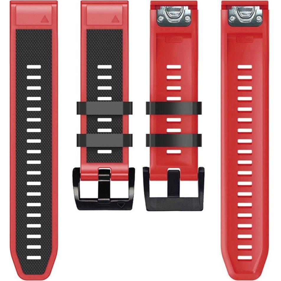 Quickfit Silicone Strap 26mm for Garmin, Black / Red