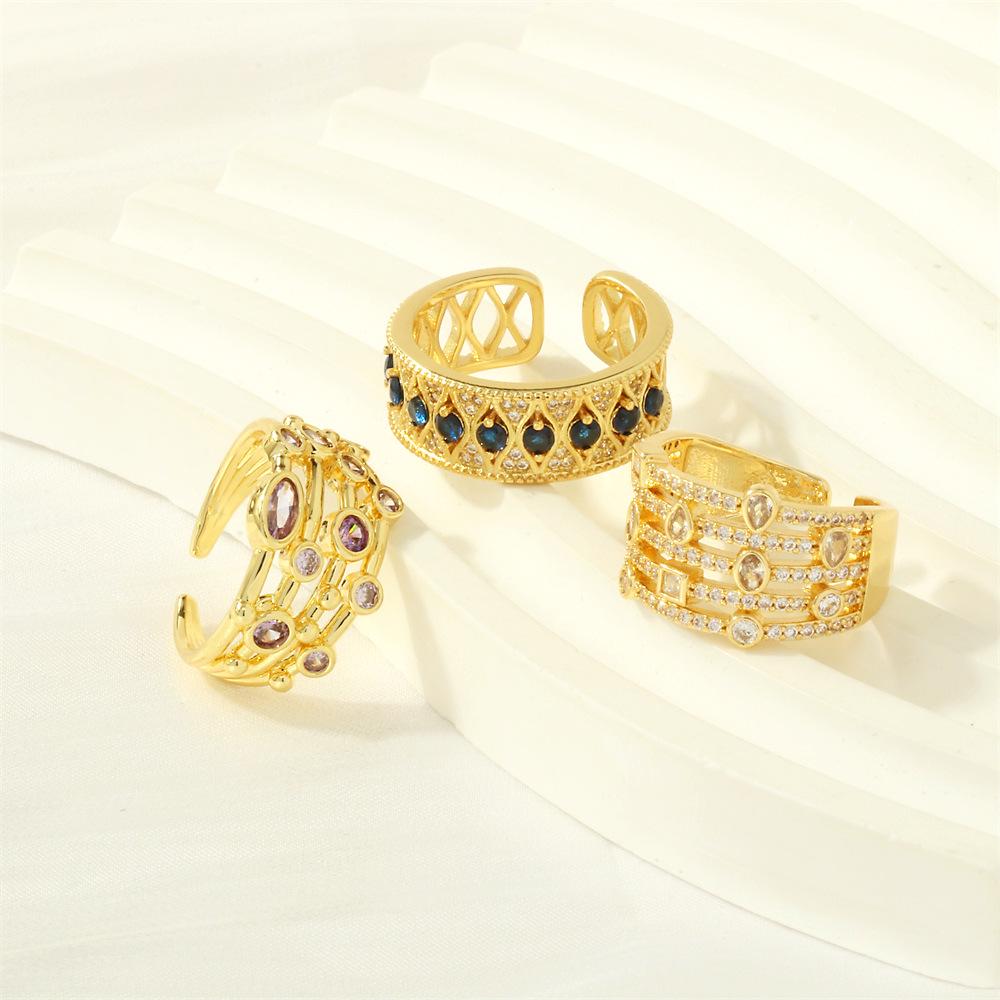"Chic French Multi-Layer Zircon Ring: Unique Cold-Style Jewelry".