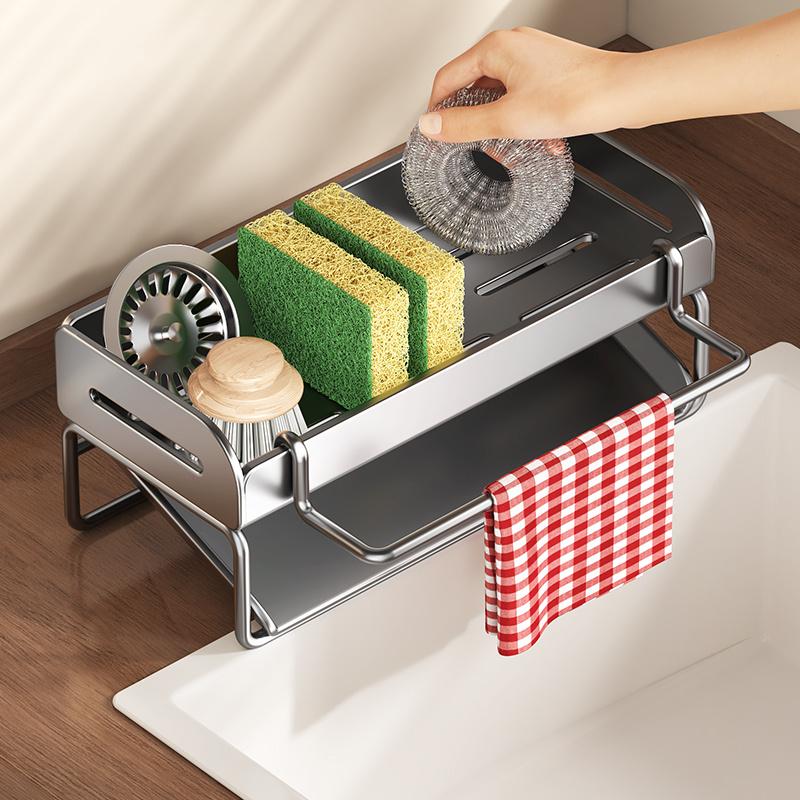 Household Carbon Steel Material Storage Rack, Kitchen Storage Rack, Sink Cloth Sponge Wipe Storage. High Load-bearing Capacity