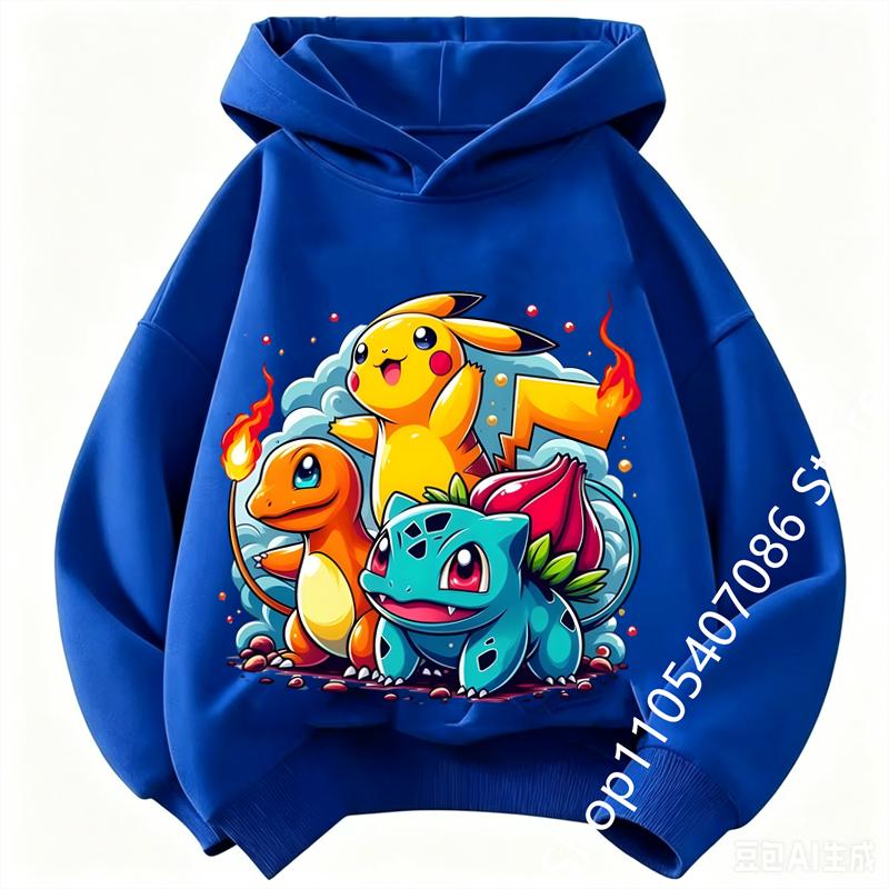 Felpa per Bambini Pikachu 2026 Nuovo Stile Felpa Sportiva per Ragazzi Felpa con Stampa Cartoni Animati per Ragazze Primavera-Autunno Maniche Lunghe Felpa Casual