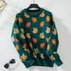 Women's Autumn and Winter Sweaters Maple Leaf Pattern Casual Knitted Shirt Pullover