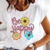 (Asian Size) Flower Trend Lovely Women Lady Female Top Printed Tee Summer Clothing Casual T Shirt Fashion Graphic Short Sleeve T-shirts