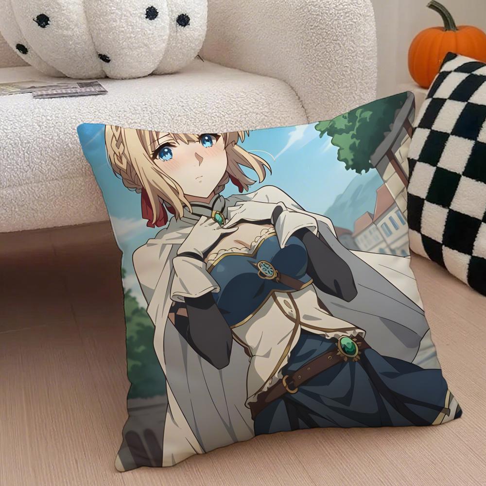 Comely Beautiful VViolet Evergarden Cushion Cover Throw Pillow Cover Hidden Button Durable Polyester Chair Cushion
