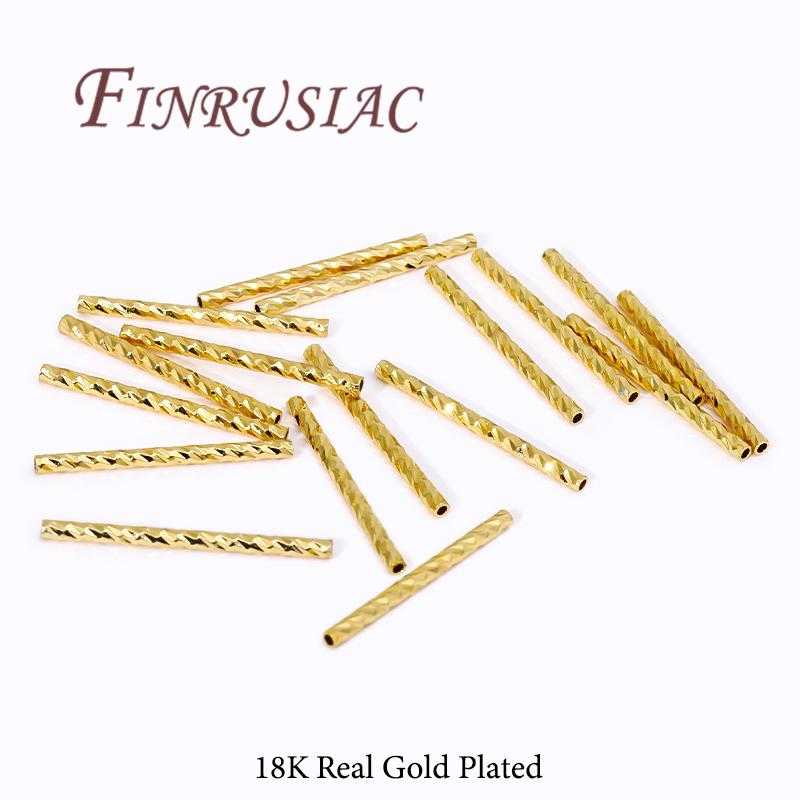 Tube Spacer Bead,18K Gold Plated Straight Tube Beads For Jewelry Making Supplies,DIY Bracelets Necklaces Accessories