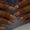24pcs Artificial Nail with Gold Chrome Almond False Nail Glossy Press On Nail Manicure Nail Art Acrylic Stick On Nail