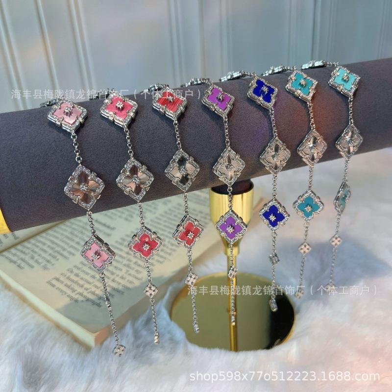 Buccellati Armband Kleeblatt Fünfblättrig Laser Diamant Doppelseitig Mädchen Retro Hof