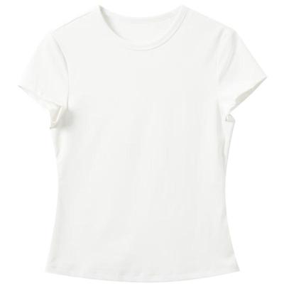 Sancai Slim Fit Round Neck Short Sleeve Crop Top