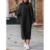 Women's Winter Knitted Knee-Length Casual Collar Dress Sweater Skirt Loose Fit Women's Thickened Winter Clothes Vest Dresses