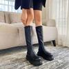 Fashion Platform Round Toe Middle Heel Women's Long Boots Goth Spring Autumn Comfortable and Elegant Sale Ladies Knee High Shaft Shoes