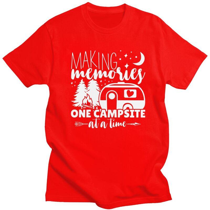 Custom Adventure Camping Happy Camper T Shirt for Men 100 Cotton Tshirt Fashion Tee Short Sleeves Tshirts S