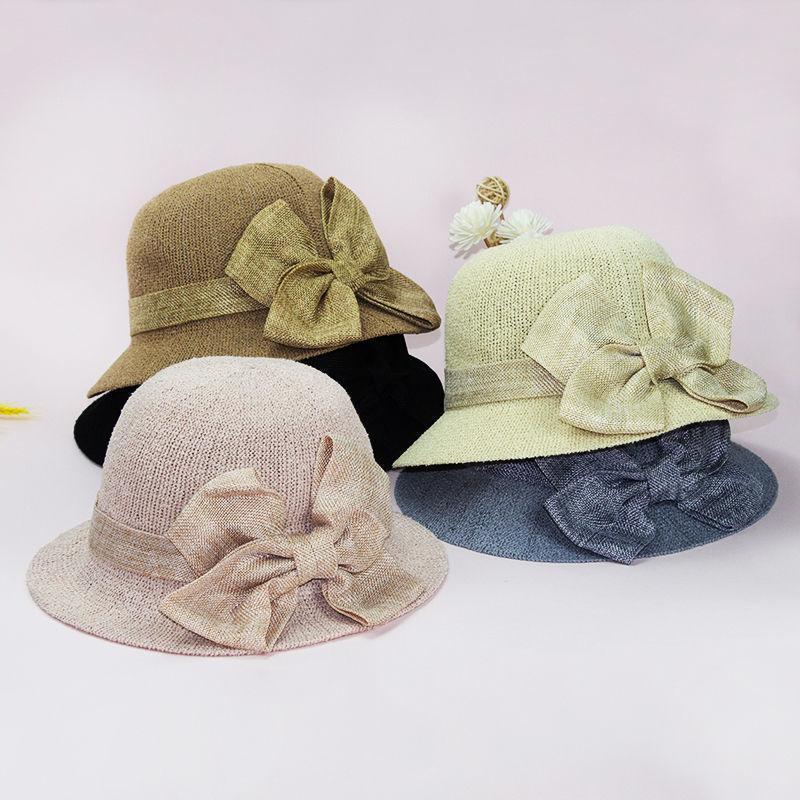 New versatile fashion bow fisherman hat children's summer basin hat foldable sunshade top hat