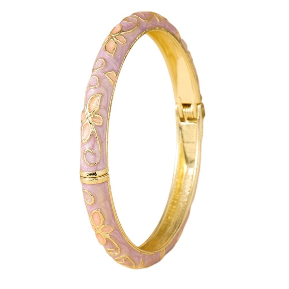 

Traditional Chinese Flower Bangle Colorful Women s Hand Bracelet Vintage Cloisonne Bangle Girls светло-фиолетовый