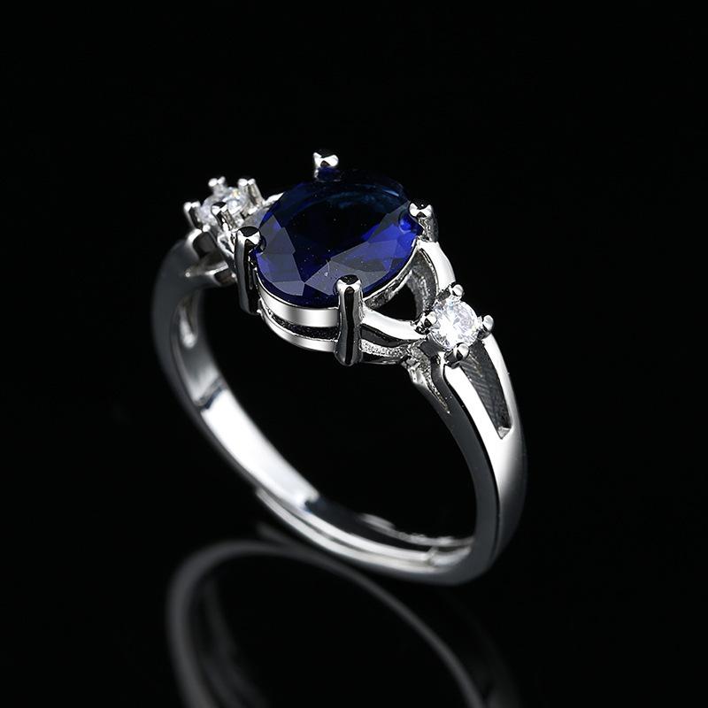 2026 Niche Classic Four-claw Purple Zircon Open Ring Ladies Korean Hollow Geometric Ring Jewelry